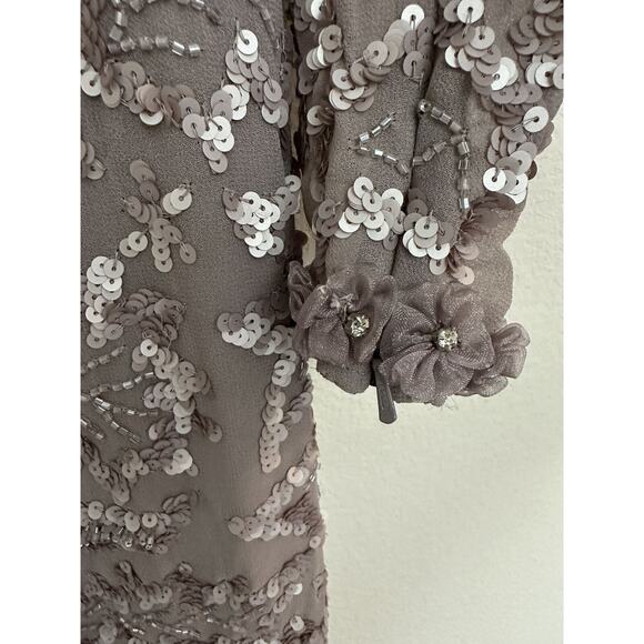 Mac Duggal Pink Long Sleeve Sequin Embellished Cocktail Dress Size 6 - Picture 6 of 12